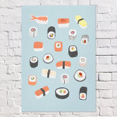 Japans Sushi Blue Canvas Afdruk