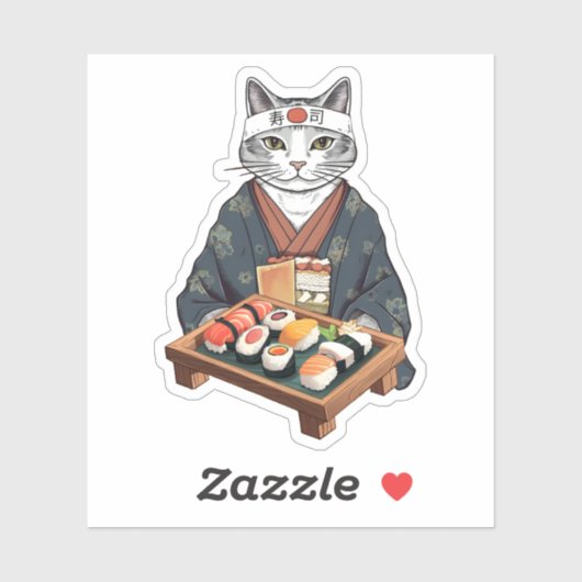 Japans Sushi Cat Custom-Cut Vinyl Stickers (Vel)