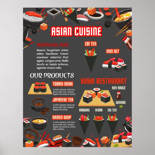 Japans sushi foodbar restaurant poster (Voorkant)