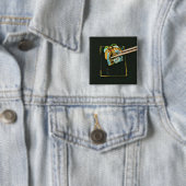 Japans sushi minachting cadeau vierkante button 5,1 cm (In situ)