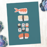 Japans Sushi Nigiri Maki Roll Briefkaart<br><div class="desc">Japanse voedselkunst voor mensen die graag sushi,  sashimi,  nigiri en maki rolls eten.</div>
