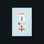Japans Sushi Nigiri Maki Roll Canvas Afdruk<br><div class="desc">Japanse voedselkunst op een aqua blauwe achtergrond voor mensen die graag sushi,  sashimi,  nigiri en maki rolls eten.</div>