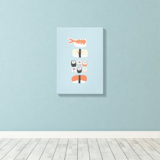 Japans Sushi Nigiri Maki Roll Canvas Afdruk (Insitu (Houten vloer))