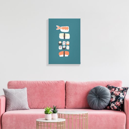 Japans Sushi Nigiri Maki Roll Canvas Afdruk (Insitu (Woonkamer))