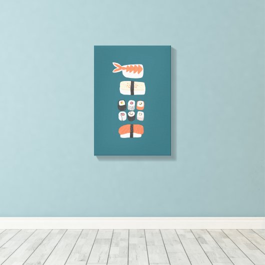 Japans Sushi Nigiri Maki Roll Canvas Afdruk (Insitu (Houten vloer))