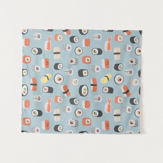 Japans Sushi Nigiri Maki Roll Pattern Wandkleed (Voorkant (horizontaal))