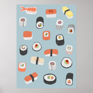 Japans Sushi Nigiri Maki Roll Poster