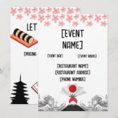 Japans sushi restaurant evenement en inauguratie kaart (Voorkant / Achterkant)