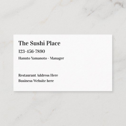 Japans Sushi Restaurant Visitekaartje (Achterkant)