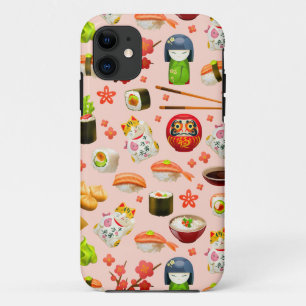 Japans sushi-visschotel op roze Case-Mate iPhone case