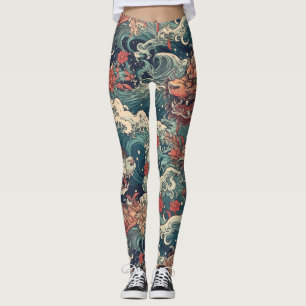 Japans Tattoo Art Twin Dragons Leggings