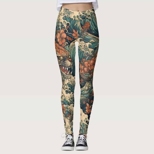 Japans Tattoo Art Zee Monster Leggings (Voorkant)