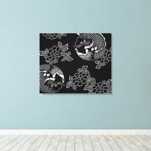 Japans Tattoo Koi (Karper) Canvas Afdruk (Insitu (Houten vloer))