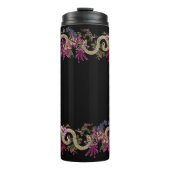 Japans Tattoo stijl Bloemenslang Thermosbeker (Voorkant)