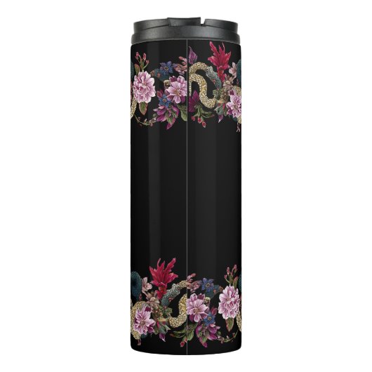Japans Tattoo stijl Bloemenslang Thermosbeker (Achterkant)