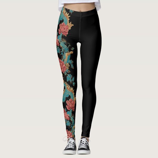 Japans Tattoo stijl Dragon Leggings (Voorkant)