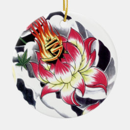 Japans Tattoo Stijlvolle Lotus Flaming Keramisch Ornament
