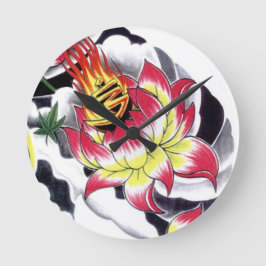 Japans Tattoo Stijlvolle Lotus Flaming Ronde Klok