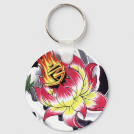 Japans Tattoo Stijlvolle Lotus Flaming Sleutelhanger