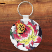Japans Tattoo Stijlvolle Lotus Flaming Sleutelhanger (Voorkant)