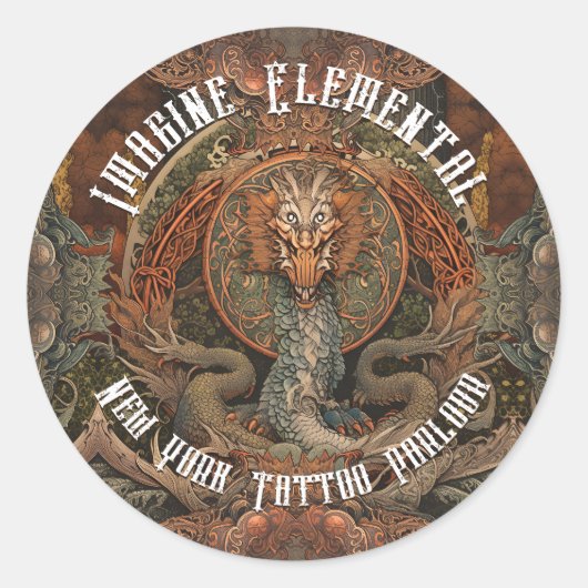 Japans Tattoo Vuurdraak, Tattoo Parlor Ronde Sticker (Voorkant)