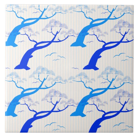 Japans tekenboompatroon in de stijl van kersen in  tegeltje (Voorkant)