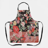 Japans textiel-, bloem- en vlinderpatroon schort (Voorkant)