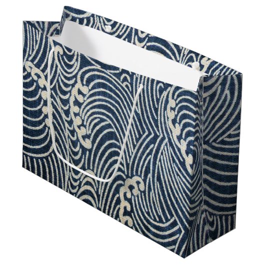 Japans textiel, golfpatroon Groot Cadeauzakje (Voorkant Gekanteld)