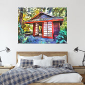 Japans theehuis in het bos canvas afdruk (Insitu (Slaapkamer))