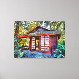 Japans theehuis in het bos canvas afdruk
