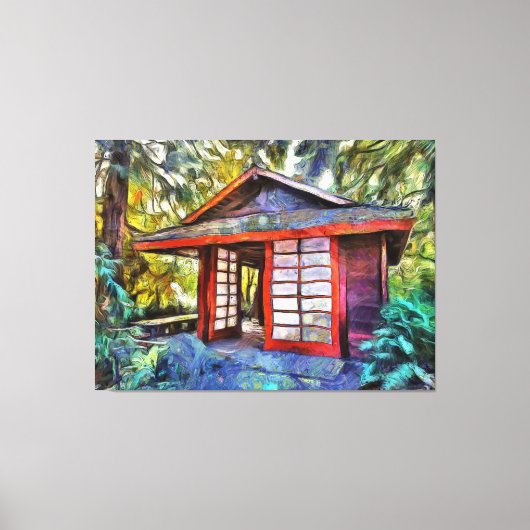 Japans theehuis in het bos canvas afdruk (Voorkant)