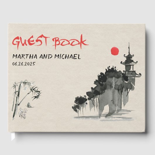 Japans thema bruiloft gastenboek (Voorkant)
