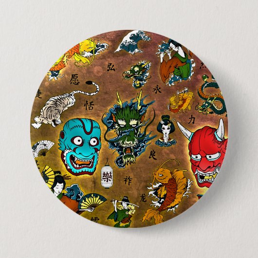 Japans thema ronde button 7,6 cm (Voorkant)