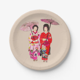 Japans thematisch diner met Geisha art Papieren Bordje