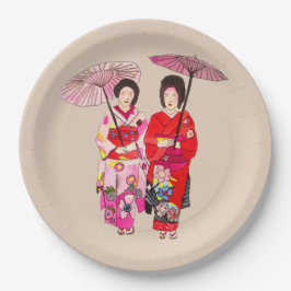 Japans thematisch diner met Geisha art Papieren Bordje
