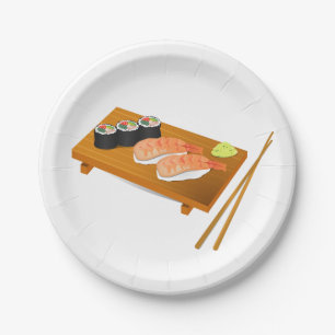 Japans thematisch diner met sushi art papieren bordje