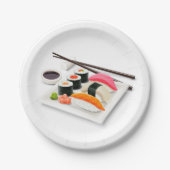 Japans thematisch diner met sushi art papieren bordje (Voorkant)