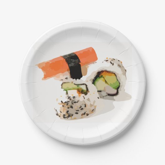 Japans thematisch diner met sushi art papieren bordje (Voorkant)