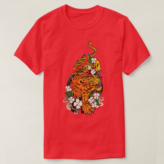 Japans Tijger  Traditioneel Aziatisch Cherry Bl T-shirt (Design voorkant)