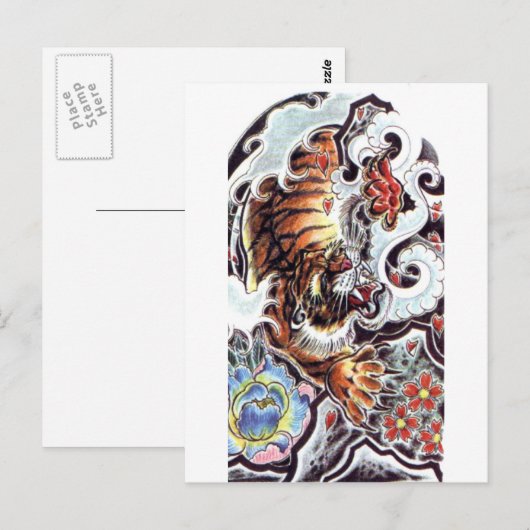 Japans tijgerTattoo Briefkaart (Voorkant / Achterkant)