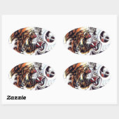 Japans tijgerTattoo Ovale Sticker (Vel)