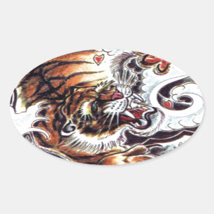 Japans tijgerTattoo Ovale Sticker