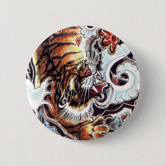 Japans tijgerTattoo Ronde Button 5,7 Cm (Voorkant)