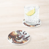 Japans tijgerTattoo Zandsteen Onderzetter (Zijkant)