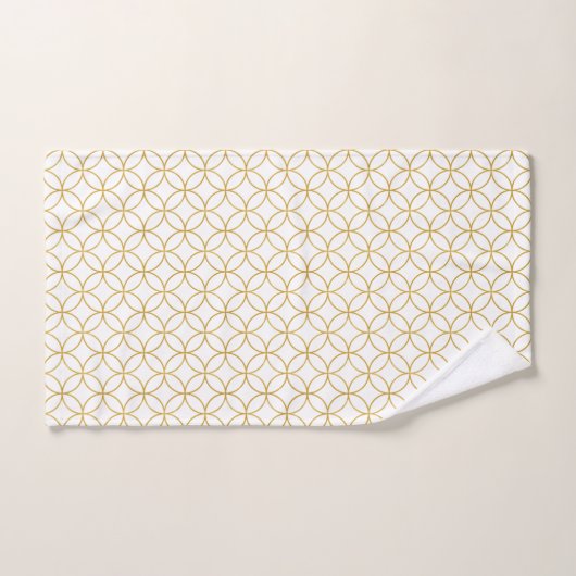 Japans traditioneel design2 — SHIPPO — wit en goud Bad Handdoek (Handdoek)