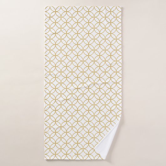 Japans traditioneel design2 — SHIPPO — wit en goud Badhanddoek (Badhanddoek)