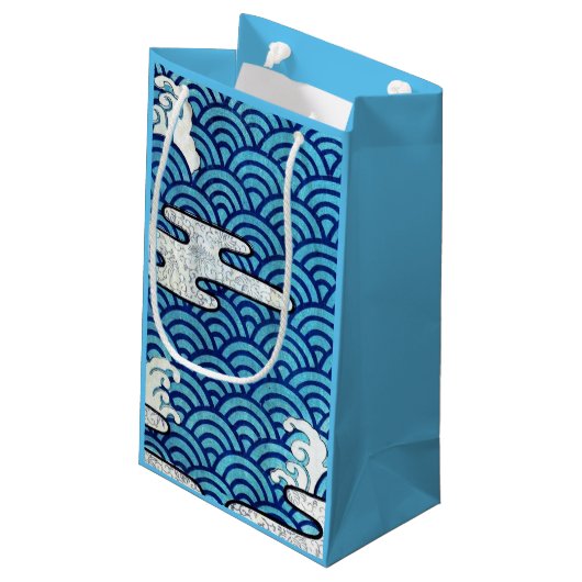 Japans traditioneel golfpatroon klein cadeauzakje (Achterkant Gekanteld)