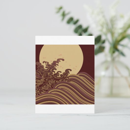 Japans traditioneel golven- en bewegingspatroon briefkaart (Staand voorkant)