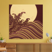 Japans traditioneel golven- en bewegingspatroon canvas afdruk (Insitu (Woonkamer))