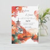 Japans Traditioneel KYOTO Landschap Bruiloft Kaart (Staand voorkant)
